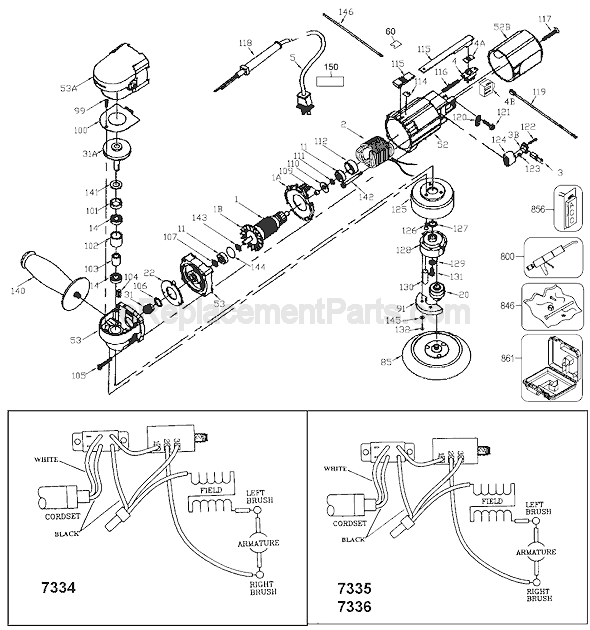 Page A Diagram and Parts List for 97366 Type 1 Porter Cable Sander Polisher